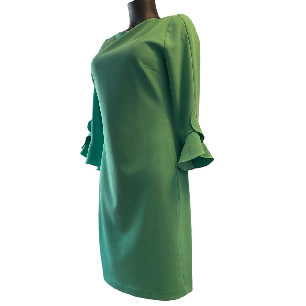 Authentic Karl Lagerfeld Paris Green Lynn Fitted Shift Dress, Emerald Green